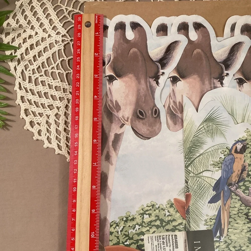 Zoo Animals Wall Border With Giraffes Elephants Zebras Parrots